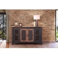 thumbnail image 3 of 60" Black Solid Wood Cabinet Enclosed Storage Distressed TV Stand, 3 of 3