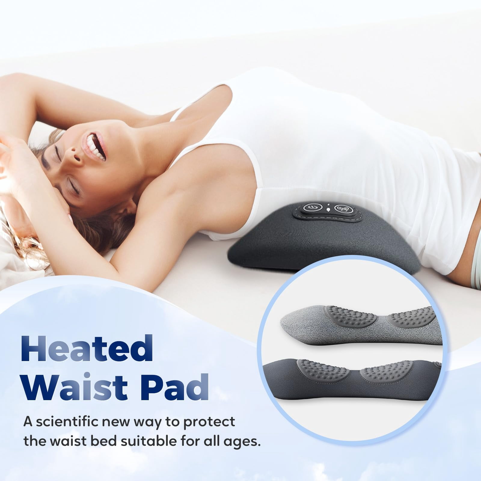 Smooth Triple Fusion Back Massager, 2026 Upgrade Electric 3 in 1 Lumbar Pillow for Bed and Chair, Back Massager with Vibration and Traction for Back and Neck and Shoulder
