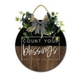 thumbnail image 1 of Count Blessings Wooden Front Door Sign Rustic Round Wreath Wall Hanger Porch Decor Four Seasons Farmhouse Decoration Housewarming Gift 11 Inches, 1 of 5