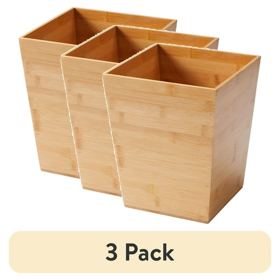 (3 pack) Better Homes & Gardens Bamboo Bathroom Wastebasket