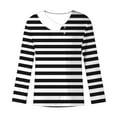 thumbnail image 4 of Kaemgyyd Going out Tops for Women Fashion Asymmetrical Neck Shirt Striped Long Sleeves Casual Color Block Pullover, 4 of 5
