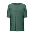 thumbnail image 4 of cocolona Womens Summer Short Sleeve Tops Fashion V Neck Front Pleated Shirts Casual Loose Solid Color Blouse, 4 of 5