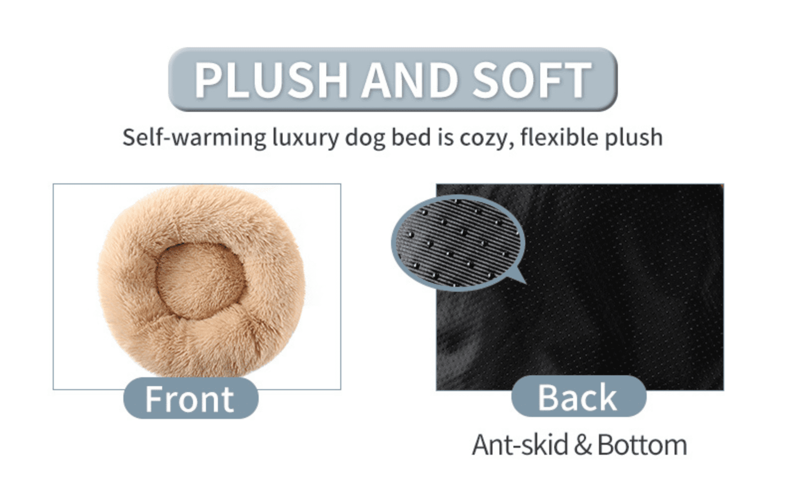Calming & Cozy Donut Dog Bed & Cat Bed – Anti-Anxiety, Soft & Plush Cushion for Small to Medium and X-Large Pets (Khaki, X-Large)
