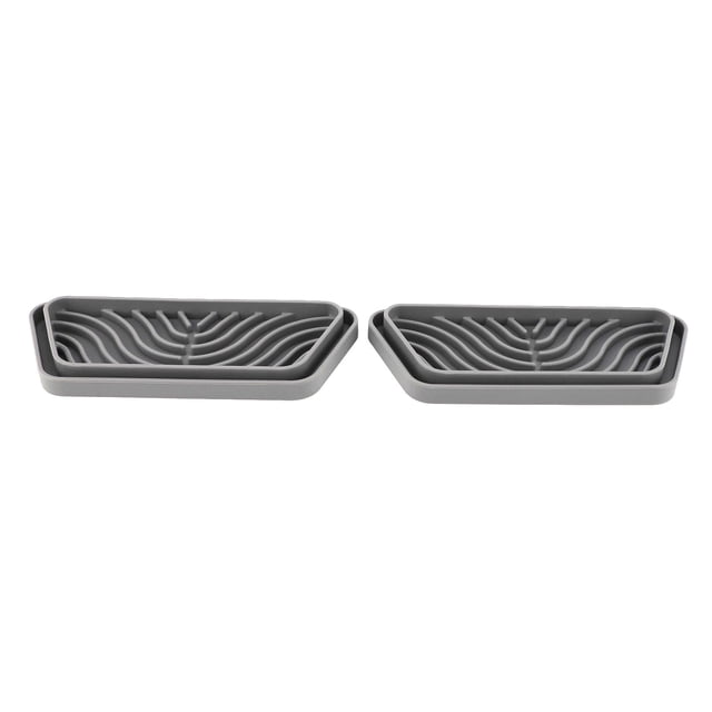 2-Pack Gray Silicone Refrigerator Drip Trays, Trapezoidal Spill-Proof & Drain Pads Compatible with GE, Samsung Refrigerators - Cuttable, Reusable, Dishwasher Safe Mats for Water Dispensers, Coffee