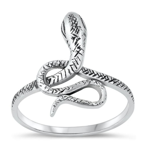Oxidized Viper Snake Ring .925 Sterling Silver Band Jewelry Female Male Unisex Size 5
