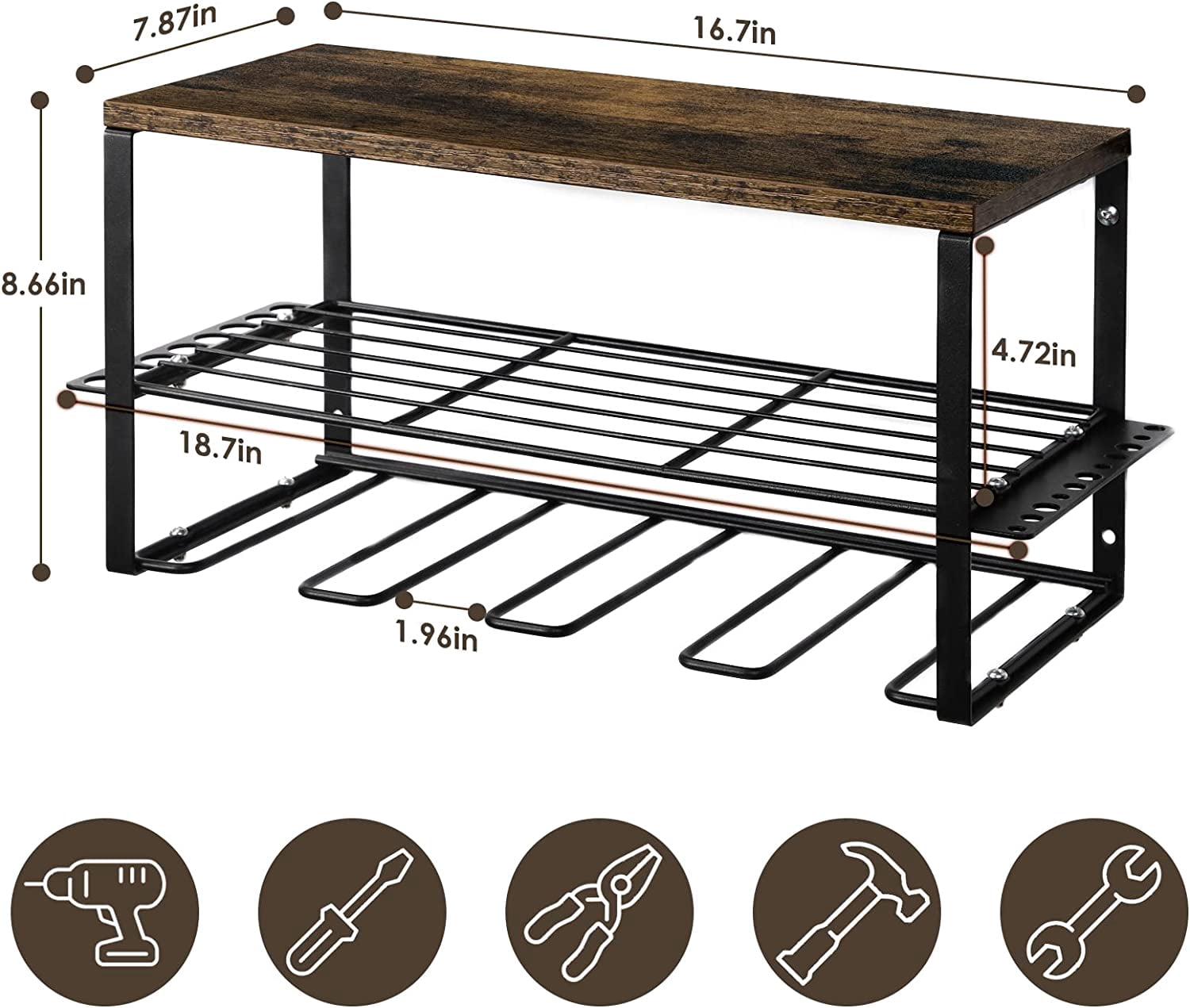 Wall Mounted Power Tool Organizer, Garage Drill Holder Storage Rack
