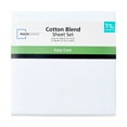 Mainstays 3Piece 300 Thread Count White Cotton Blend Percale Bed Sheet