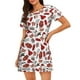 thumbnail image 1 of Fotbe Red Food Bata de Dormir para Mujer con Estampado, Camisón de Algodón de Manga Corta, Ropa de Dormir Casual, 1 of 6