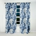 thumbnail image 2 of Designart "Serene Peony Damask IV" Peonies Blue, White Curtain 1 Panel, 2 of 6