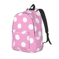 thumbnail image 1 of Disketp Pink And White Polka Dot Mochila de Lona Estampada, Mochila Escolar de Viaje Ligera para Estudiantes y Portátil-Small, 1 of 5