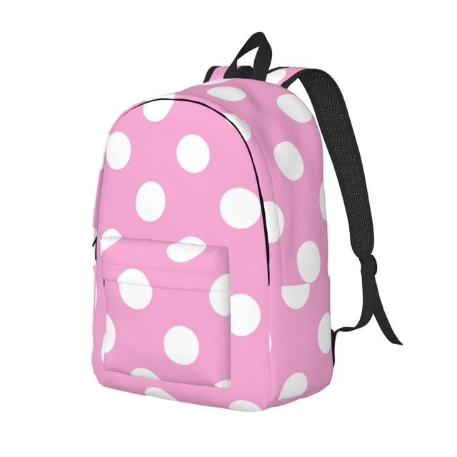 Disketp Pink And White Polka Dot Mochila de Lona Estampada, Mochila Escolar de Viaje Ligera para Estudiantes y Portátil-Small