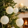 thumbnail image 6 of Large White Glitter Christmas Ball Ornament, 5.91 Inch Sparkling Hanging Bauble, Shatterproof Xmas Tree Decor, 6 of 9