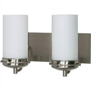 Nuvo Lighting 60495 - 2 Light (Twist  and  Lock Base) 13.5" Polaris Brushed Nickel with White Opal Glass Vanity Light Fixture (CFL Bulbs Included) (60-495)