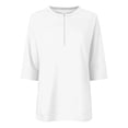 thumbnail image 5 of Besolor 3/4 Sleeve Tops for Women Quarter Zipper V Neck Causal Loose Pullover Athletic Golf Shirts Solid Color, 5 of 5