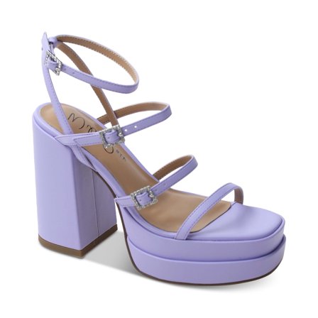Wild Pair Women's Sandals Ankle-Strap Double Platform, Purple 8M