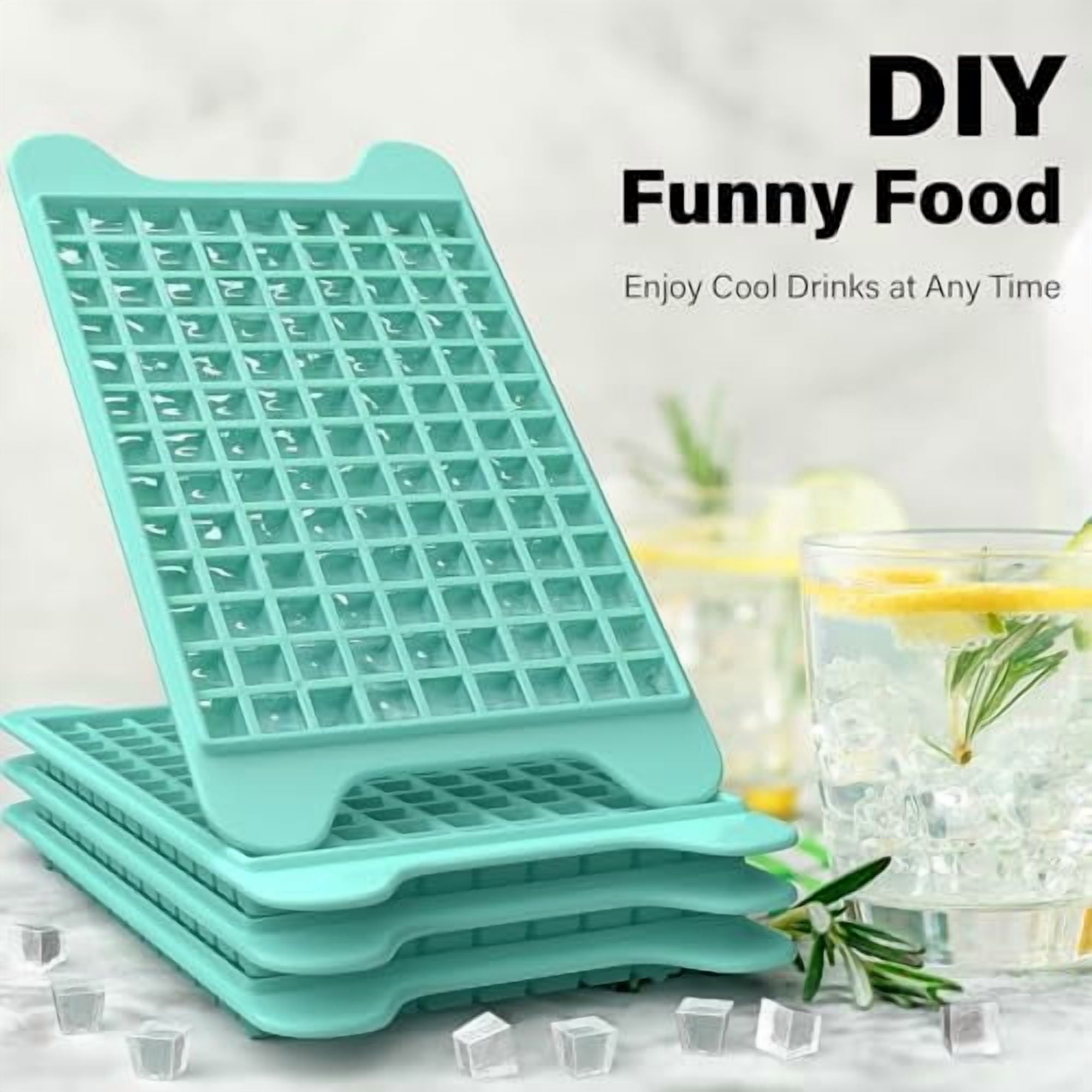 Mini Cube Ice Tray for Freezer with Storage Bin - Homemaker Small Silicone Ice Molds Set, 117 Pcs Easy Release Crushed Ice Maker Tray for Cold Drinks, Portable Mini Ice Container