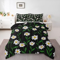 Homewish Teens Kids Floral Daisy Bedding Comforter Set 2pcs,Chic Flowers Twin Comforter Sets Microfiber,Spring Garden Breathable Bedding Set,Breathable Home Decor,Reversible
