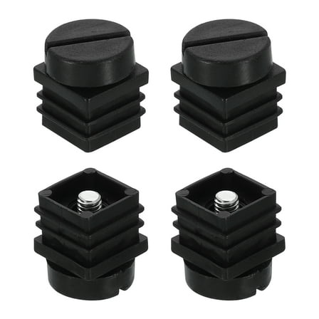 Uxcell 4 Set Leveling Feet, M6x20x20mm Plastic Adjustable Furniture Leg Leveling Square Threaded Insert Screw-in Glide Levelers for Table Chair Furniture, Black