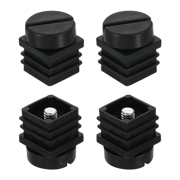 Uxcell 4 Set Leveling Feet, M6x20x20mm Plastic Adjustable Furniture Leg Leveling Square Threaded Insert Screw-in Glide Levelers for Table Chair Furniture, Black