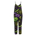 thumbnail image 4 of Evdexr Womens Halloween Jumpsuits 2026 Jack O Lantern Cobweb Pumpkin Printed Rompers Wide Leg Square Neck Sleeveless Pants Boho Spaghetti Straps Overalls L, 4 of 5