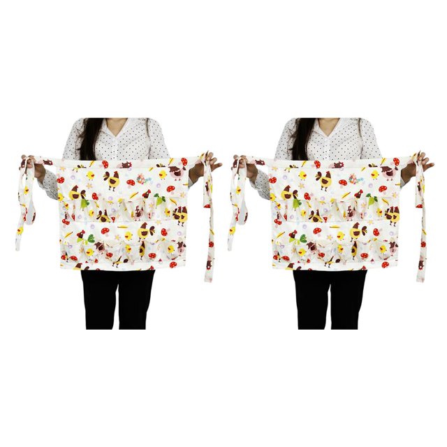 ZheElen Tablier de Collecte d'Oeufs en Polyester avec Poche de Rangement Collection d'Oeufs Tabliers de Rassemblement Style Ferme Rangement de Cuisine Ménagère Adulte 12 Poches 2 Ensembles
