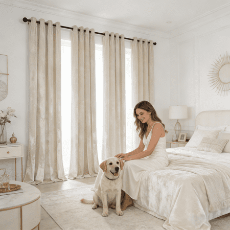 Crushed Velvet Curtains 4 Pack for Bedroom, Light Filtering, Grommet Top 11 Colors, 52x84/52x96/52x108 Inches, Pet Friendly & Eco Friendly