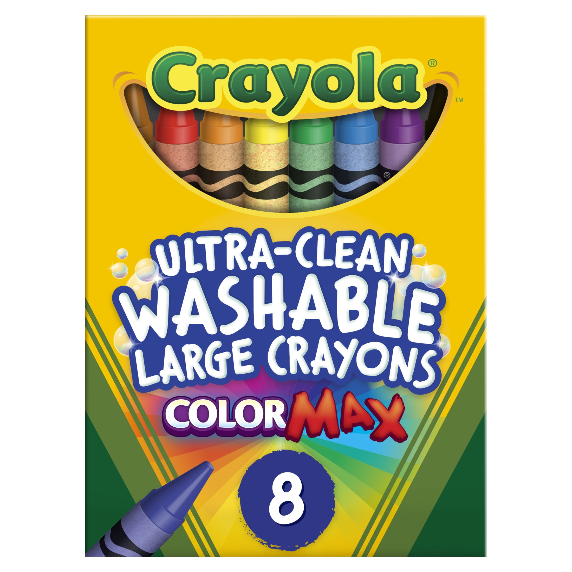 (3 pack) Crayola Washable Large Size Crayons, 8 Ct, Kindergarten School Supplies, Preschool Supplies, Ages 3+