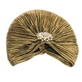thumbnail image 4 of Milageto Indian Turban Hat for Women Alloy Brooch Female Headband Hair Scarf Head Wrap Golden, 4 of 8