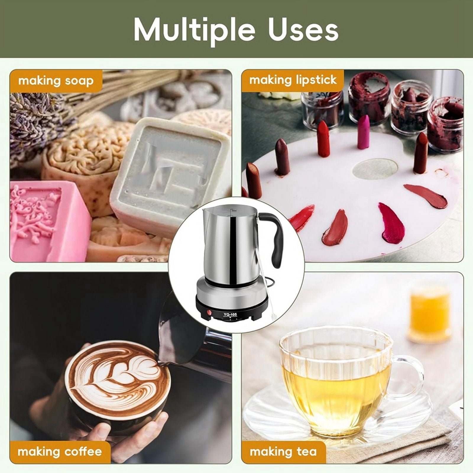 Candle Making Kit with Hot Plate, Candle Making Supplies with Wax Melting Pot, Stirring Spoon, Anti-Scalding Pad,US Plug