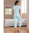 thumbnail image 3 of Ekouaer Women's Capris Pajama Set Short Sleeve Capri Pants Loungewear 2 Piece Pajamas Pj Sets with Pockets, 3 of 6
