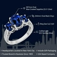 thumbnail image 2 of Gem Stone King 925 Sterling Silver Oval Blue Created Sapphire 3 Stone Engagement Ring for Women (3.51 Cttw, Available in Size 5, 6, 7, 8, 9), 2 of 6