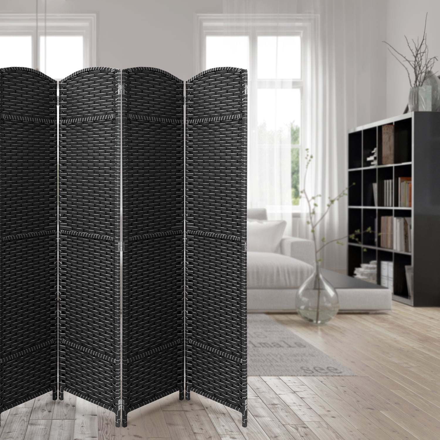 Room Divider Privacy Screen, 6 ft. Tall Extra Wide Foldable Panel Partition Wall Divider, Double Hinged Room and Folding Privacy Screens Gray/White
