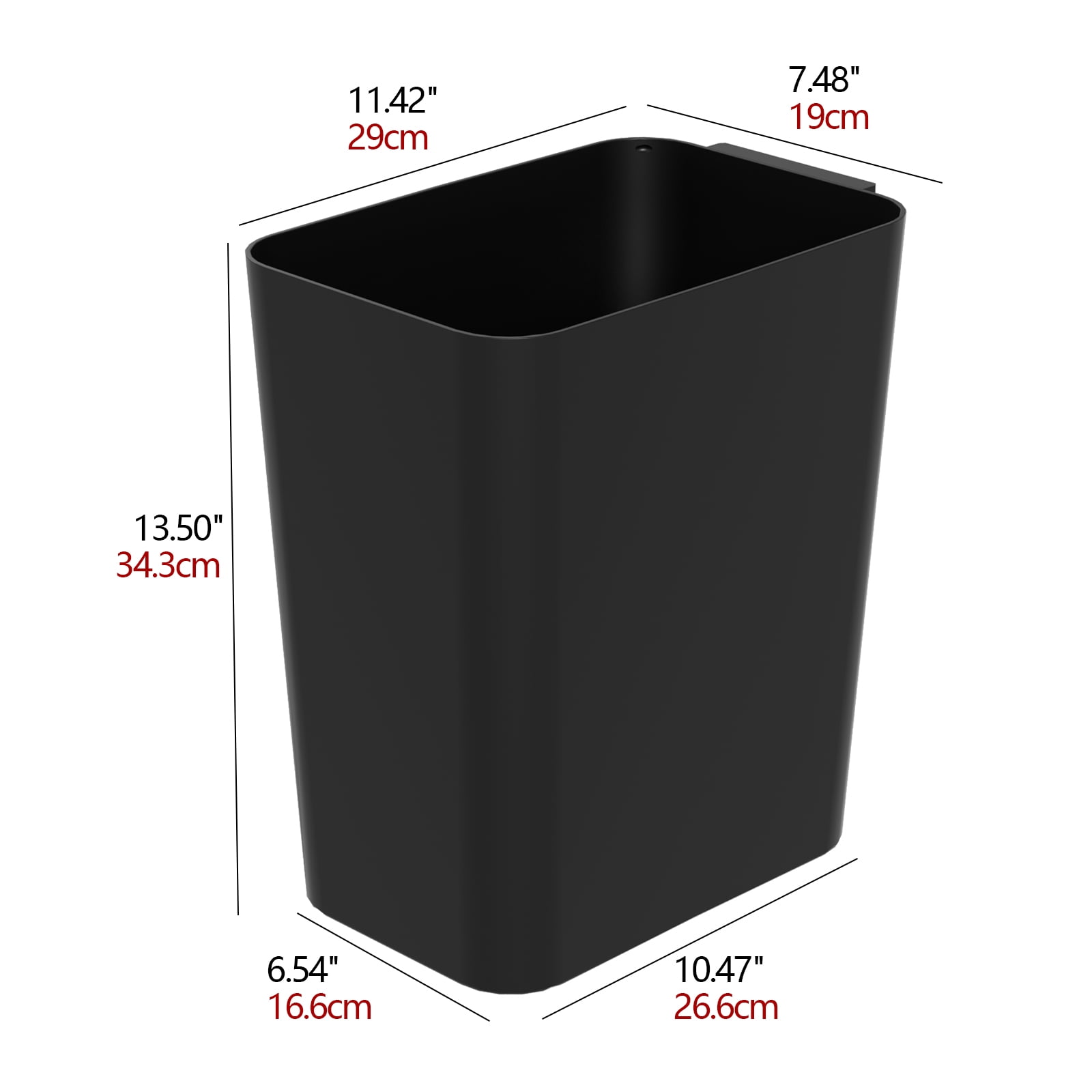 Idotry 4.5 Gallon Slim Plastic Wastebasket, 3 Pack Rectangular Small Trash Can Wastebasket for Office Bathroom Kitchen, Black