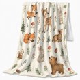 thumbnail image 2 of Cute Woodland Animals with Foxes Deer and Rabbits, Whimsical Forest Art for Kids, Nursery Wildlife Motif Cozy Flannel Blanket, Birthday Gift for Playroom and Bedroom Home Decor, 2 of 9