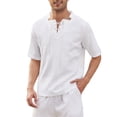 thumbnail image 1 of BOBOGOJP Mens Button Down Shirts Classic Fit Short Sleeve Button One Open Pocket Solid Basic Shirt,White M, 1 of 4