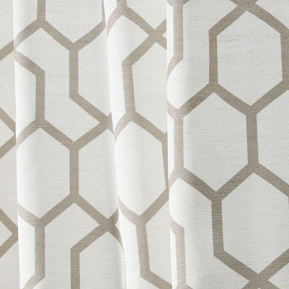 Nicole Miller Hexa Geometric Print Hidden Tab/Rod Pocket Top Light Filtering Curtain Panel Pair, 54"x84", Natural