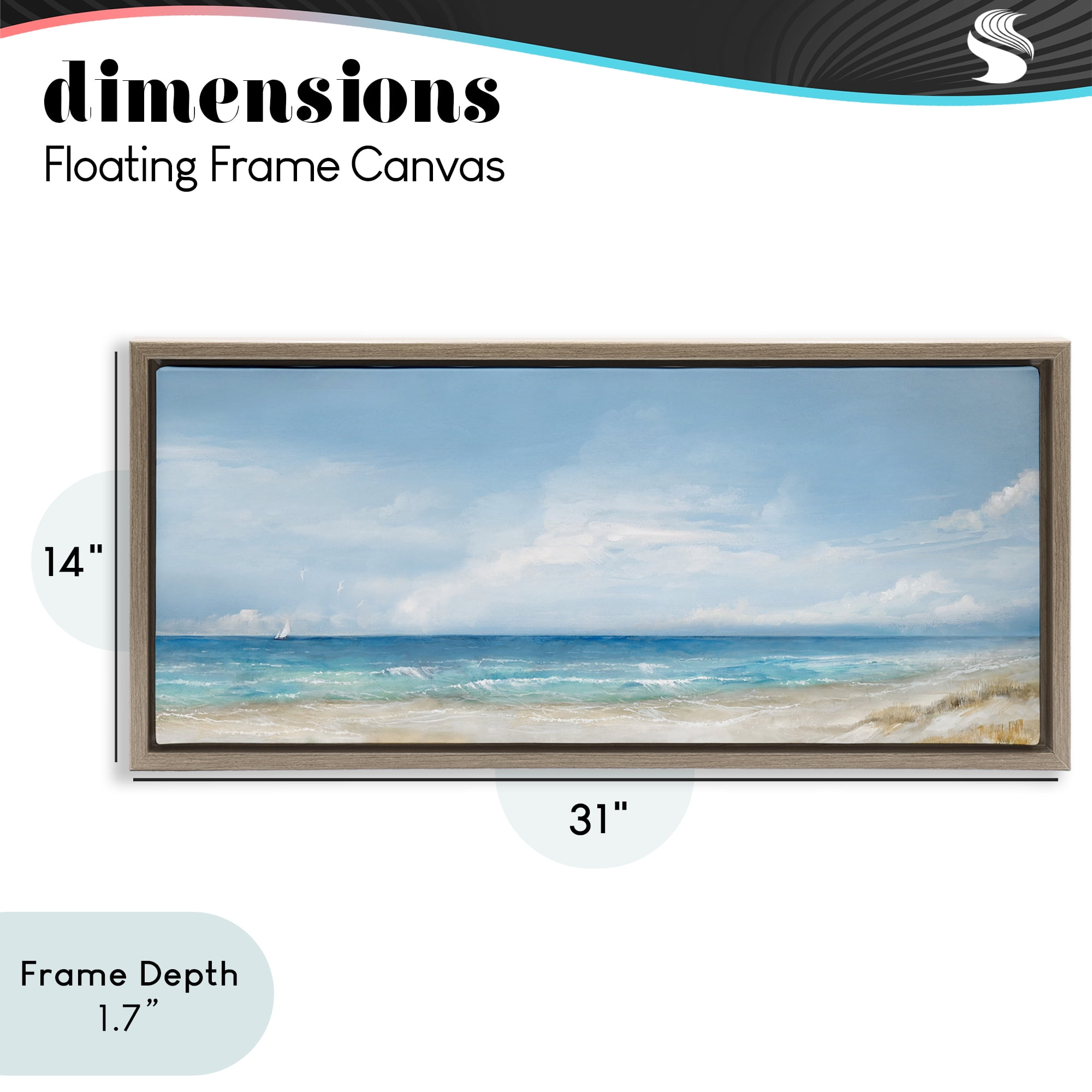 Stupell Industries Open Panoramic Sea Brown Framed Floater Canvas Wall Art, design by Ruane Manning