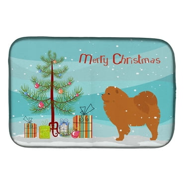 Chow Chow Merry Christmas Tree Dish Drying Mat