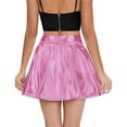 thumbnail image 6 of XIAONU Women's Leather Skirt Flared Hem Shiny Skirt Stretchy Edgy Club Skirts, 6 of 8