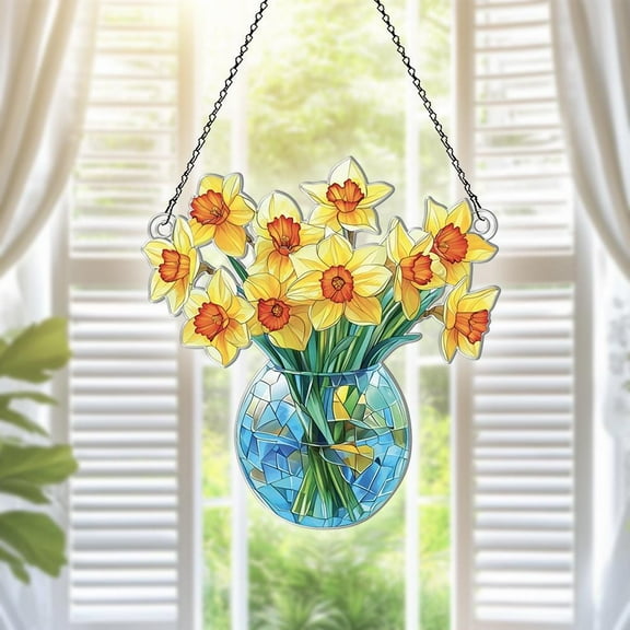 Everlasting Daffodil Acrylic Suncatcher Window Hanging, Daffodil Ornaments, Daffodil Decor, Gifts For Women, Gift For Daffodil Lovers