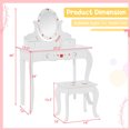 thumbnail image 3 of Gymax Coiffeuse pour Enfants Ensemble Tabouret Double Usage Miroir Rotatif Tableau Blanc 4 Marqueurs, 3 of 10