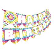 POP PARTIES Tie Dye Party Happy Birthday Banner - Tie Dye Party Supplies - Tie Dye Party Decorations - Art Party Supplies - Art Party Decorations - Art Party Banner