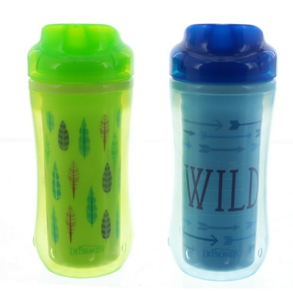 2 Pack Dr Browns Spoutless Spill Proof Insulated Toddler Drink Cup, 10 oz