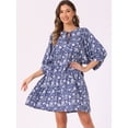 thumbnail image 2 of DARING DIVA Floral Summer 3/4 Sleeve Flare Mini Dress S Blue, 2 of 6