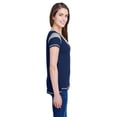 thumbnail image 3 of LAT Women's Lace Up Fine Jersey Tee in Navy/ Titanium/ White 2XL 3533, 3 of 3