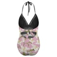 thumbnail image 4 of One Piece Swimsuit Women Tummy Control - V Neck Lilies Flowers Light Pink Halter Swim Suits for Women 2025, Padded Full Coverage Bathing Swim Suit for Women, 4 of 7