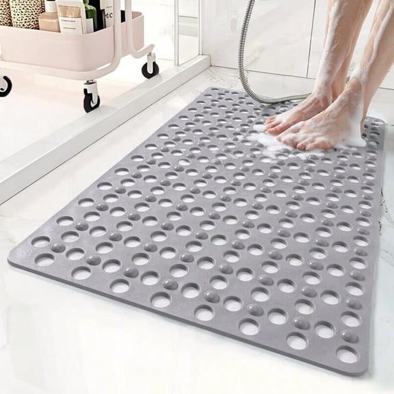 Non-Slip Bathtub and Shower Mat with Suction Cups, Quick Dry Drain Holes