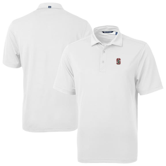 Men's Cutter & Buck White Stanford Cardinal Virtue Eco Pique Recycled Polo