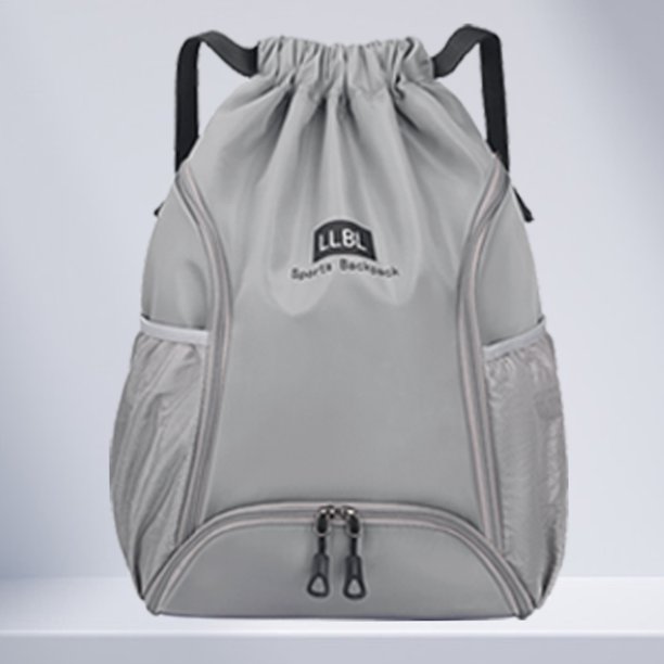 Mochila con cordón y múltiples bolsillos para desplazarse nadando (gris)