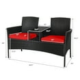 thumbnail image 2 of Gymax Ensemble de Conversation pour Patio en Rotin Osier avec Table Coussin Rouge, 2 of 10